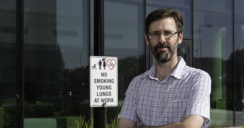 Professor Alex Larcombe - no smoking sign
